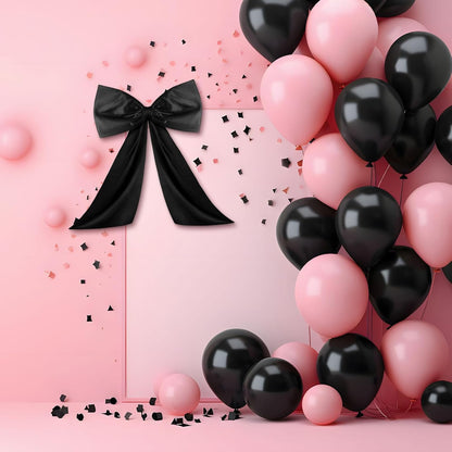 Wavwavw Large Black Bow Decor - Giant Satin Ribbon Tie for Birthday & Wedding Backdrop | 24 x 18 Inches