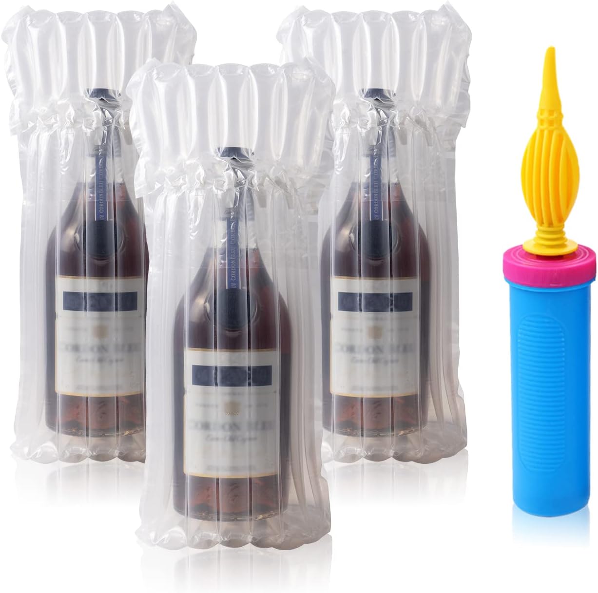 Wine Bottle Protector Bags Luggage for Airplane Travel 18 Pack Inflatable Liquor Bottle Shipper Wine Shipping Packaging Sleeve Bubble Cushion Wrap for Packing Alcohol Whiskey Beer Glass, 70μm