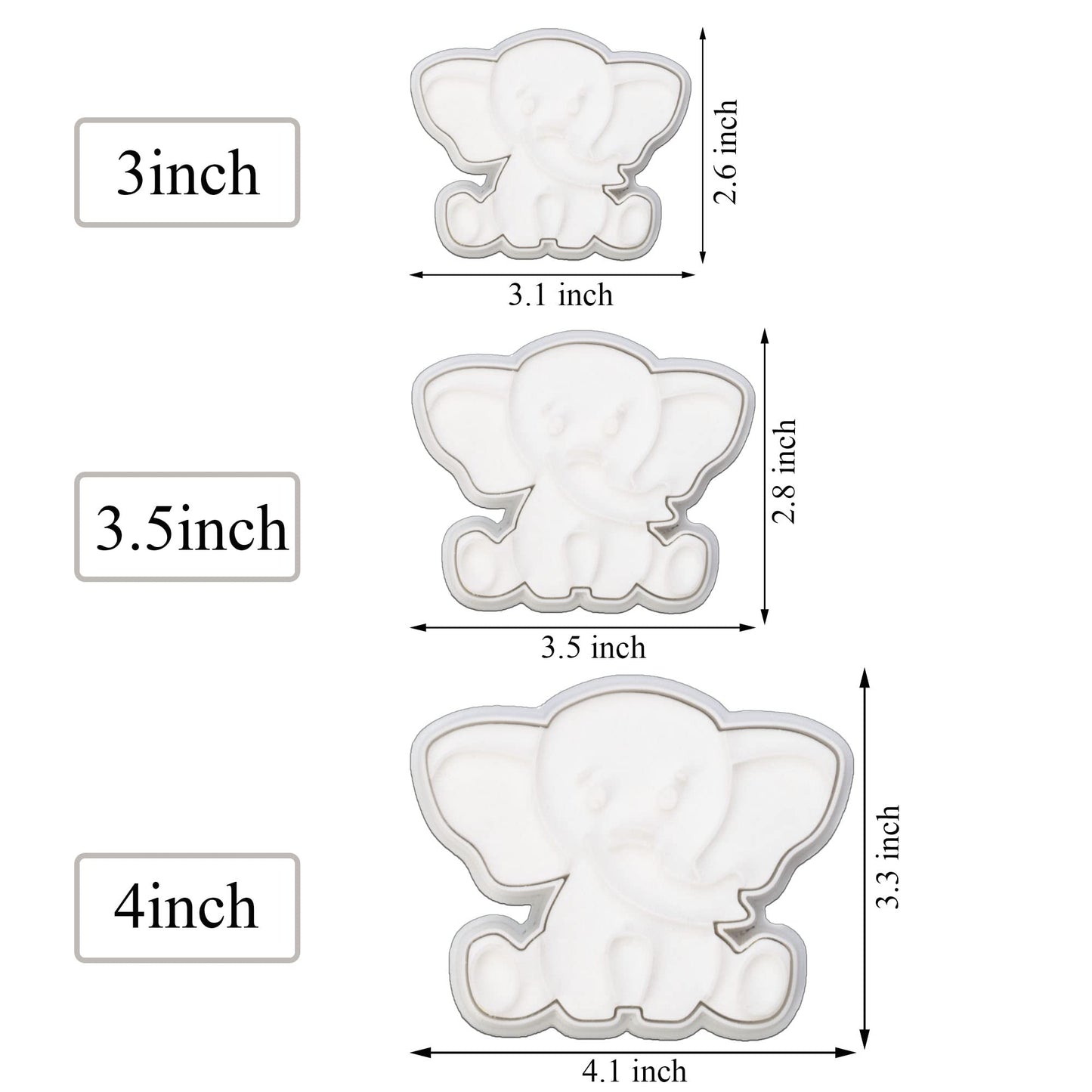 Mostop 3D Cookie Cutter with Elephant Stampers Baby Shower Cake Mold Fondant Decorating Tools DIY Mold for Sugar Craft Baking Mould Kids' Birthday Party Kitchen Tools