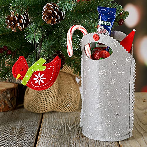 Cardinal Felt Treat Bags Christmas Ornament Set of 5 - Holiday Gift Bags for Kids & Teachers - Cardinal2