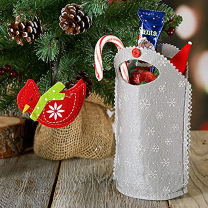 Cardinal Felt Treat Bags Christmas Ornament Set of 5 - Holiday Gift Bags for Kids & Teachers - Cardinal2