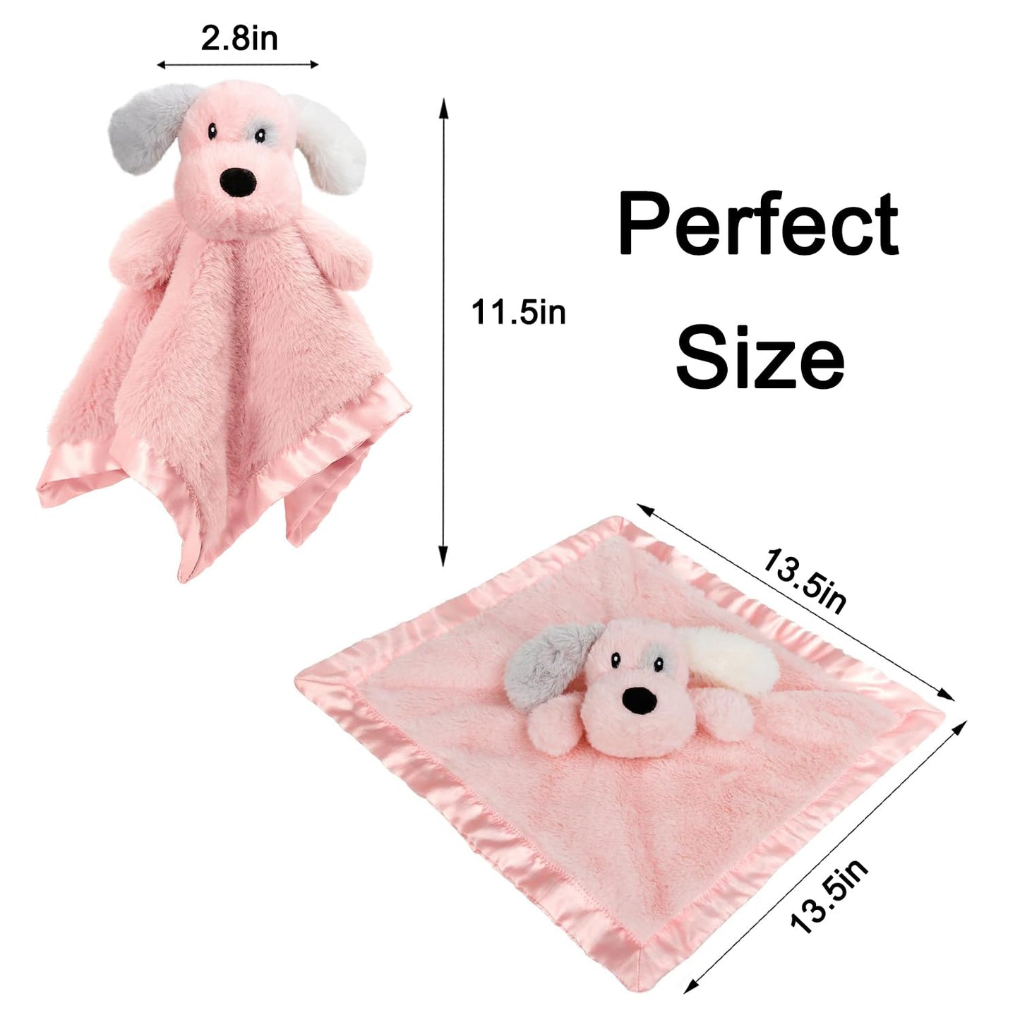 Skiennix Puppy Security Blanket - Soft Plush Lovey for Infants & Toddlers | Pink 16 Inch