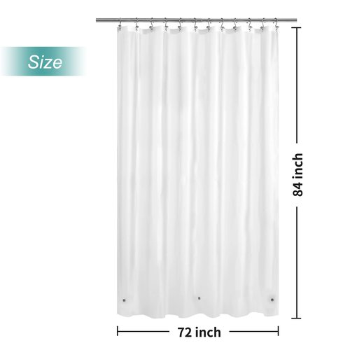 Mrs Awesome Extra Long Shower Curtain Liner with 3 Magnets, Long Frosted PEVA Plastic Shower Curtain for Bathroom Lightweight & Waterproof, 72 x 84, Frost