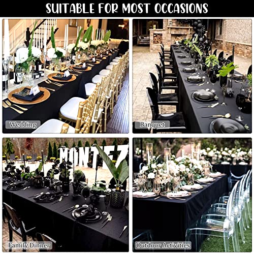 Black 8 Pack 60x84 Inch Polyester Rectangle Tablecloths for Wedding & Party