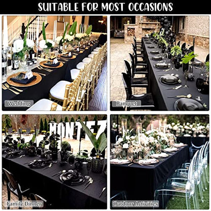 Black 8 Pack 60x84 Inch Polyester Rectangle Tablecloths for Wedding & Party