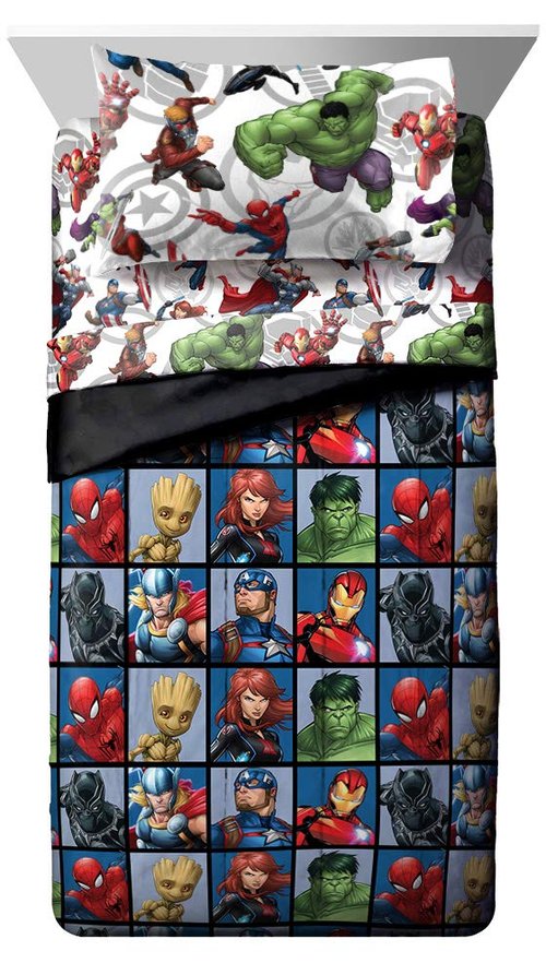 Jay Franco Avengers Team 4 Piece Twin Bed Set (Offical Marvel Product), Blue