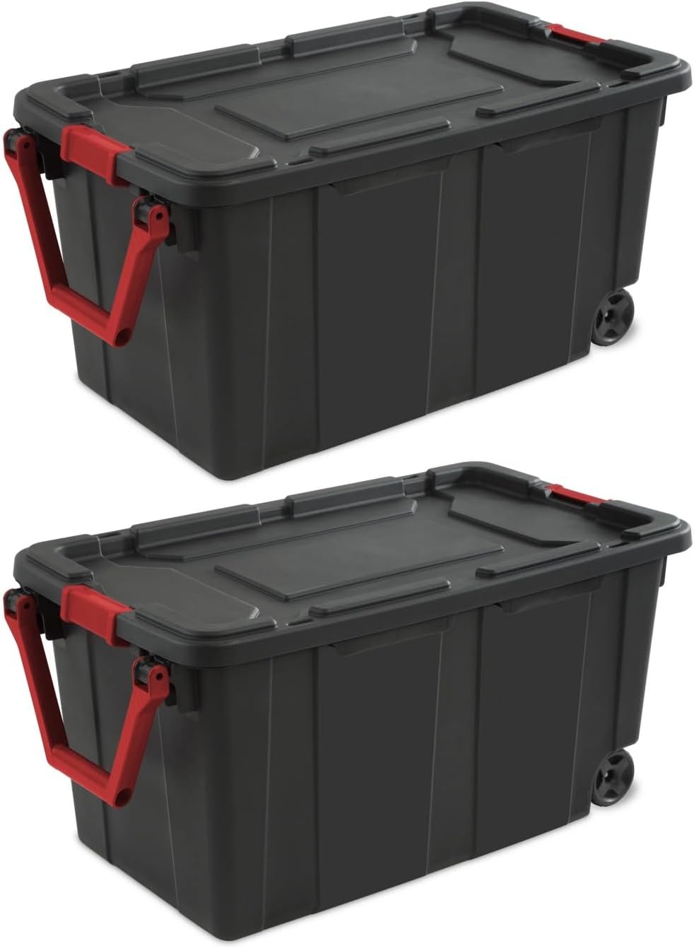 Regine Switzerland 40 Gallon Plastic Storage Bins - Durable Containers with Wheels, Black | 2 Pack