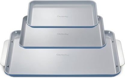 Caraway Non-Stick Ceramic Baking Sheet Trio - Non-Toxic & PTFE Free - 18"x13", 15"x10", & 9"x13" - Slate Color