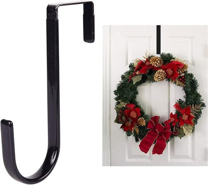 Black Wreath Hanger - Durable Carbon Steel Door Hook for Fall & Christmas Decor | 5-Inch Height