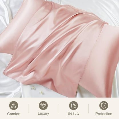 DAISYSILK 100% Mulberry Silk Pillowcase - Luxurious 22 Momme Cover for Hair & Skin - Soft Pink, Standard 20''×26''