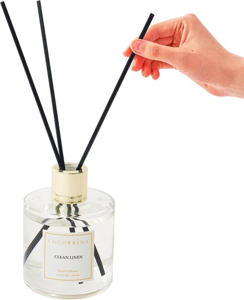 Cocorrína Flower Reed Diffuser - Clean Linen 6.7oz Scented Home Fragrance with Sticks for Bathroom Decor
