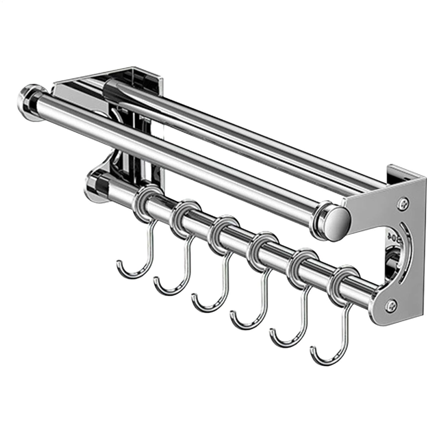 semofcen Kitchen Utensil Holder Hanger 30/40/50CM Stainless Steel Multifunctional Slide Rail Hook Space Saving Utensil Rack No Drilling Kitchen Rail for Hanging Cooking Utensils Mugs Spoons