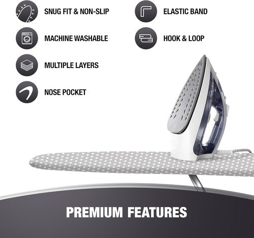 Extra Thick Ironing Board Cover by [Brand Name] - Heat Reflective, Scorch Resistant Padding | Standard Size 15x54, Gray Spotted