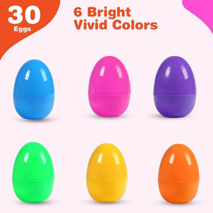 Biubumtu 30Pcs Fillable Easter Eggs, 2.36'' Plastic Bright Easter Eggs Empty Bulk Assortment, Perfect for Easter Egg Hunt/Surprise Egg