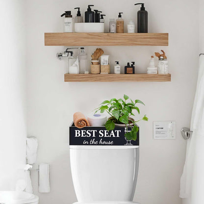 Skiennix Rustic Bathroom Decor Box - Farmhouse Toilet Paper Basket with Dual-Sided Signs | Black