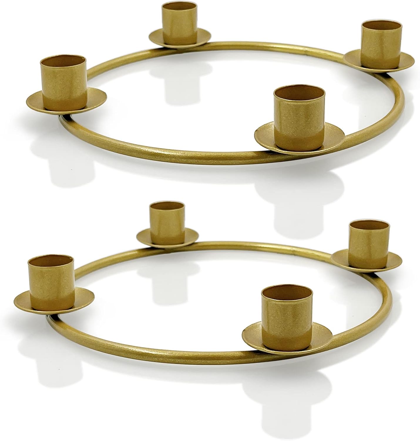 SHMILMH Advent Wreath Candle Holder - Elegant Gold Candle Ring for Christmas Centerpiece Decor