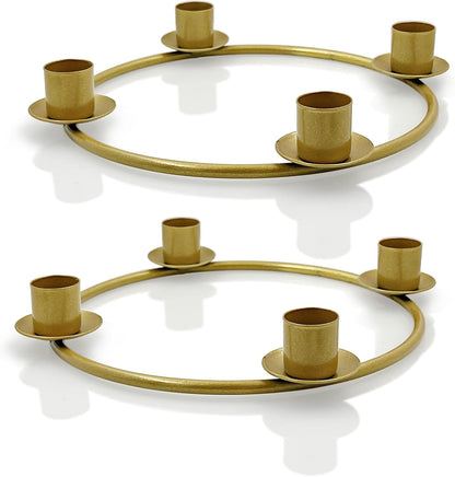 SHMILMH Advent Wreath Candle Holder - Elegant Gold Candle Ring for Christmas Centerpiece Decor