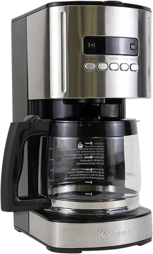Kenmore 12-Cup Drip Coffee Maker - Programmable Cafe Machine with Auto Shut Off & Reusable Filter | Black