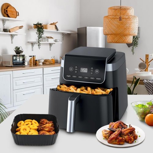 BYKITCHEN Air Fryer Silicone Liners - 8.5in Square Set of 2 for Ninja & Cosori 4.5-6.5 QT Air Fryers
