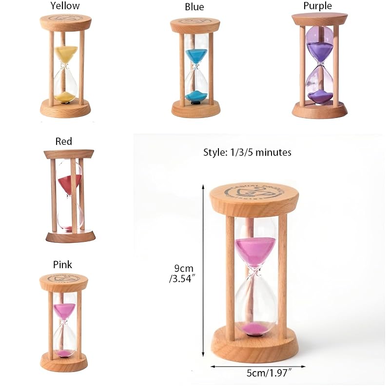 3/3/5 Minutes Hourglass - Red 1 Minute Desktop Sand Timer for Gift, Mini Sandglass
