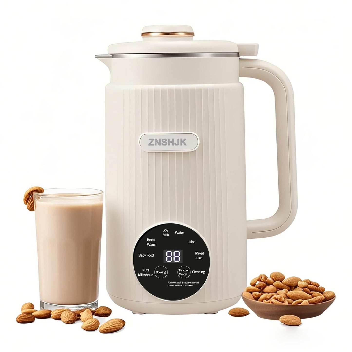 Nut Milk Maker Machine 40oz (1.2L) | 8-in-1 Almond, Oat, Soy, Rice Milk Maker, Plant-Based Milk & Smoothies, Soy Milk Maker with Delay Start, Keep Warm, Self-Cleaning, Boil Water, Baby Food & Juicer