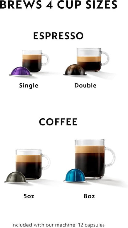 De'Longhi Nespresso Vertuo Coffee & Espresso Maker - Piano Black with Aeroccino Frother