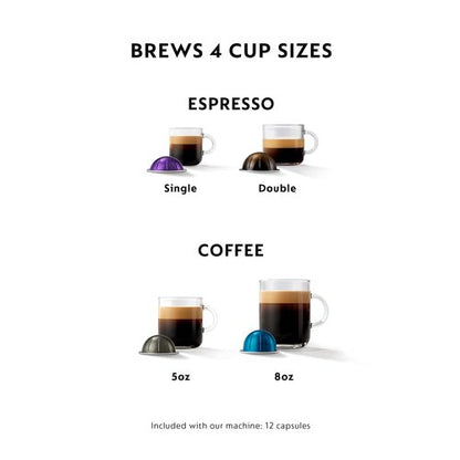 Nespresso VertuoPlus Deluxe Coffee and Espresso Machine by De'Longhi, 37 Oz, Black