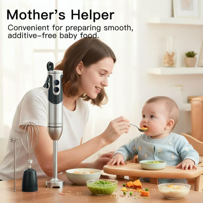 MegaWise 3-in-1 Immersion Hand Blender - Powerful 12-Speed with Titanium Reinforced Blades | Black