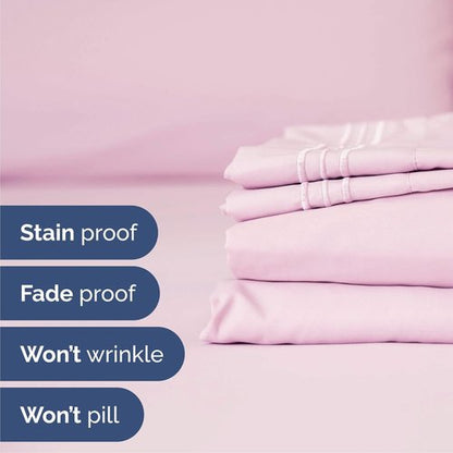 Cal King Size Sheet Set by [Brand Name] - Comfy Cooling Bed Sheets | Luxury Hotel Quality - Soft, Wrinkle-Free, Deep Pockets - Light Pink