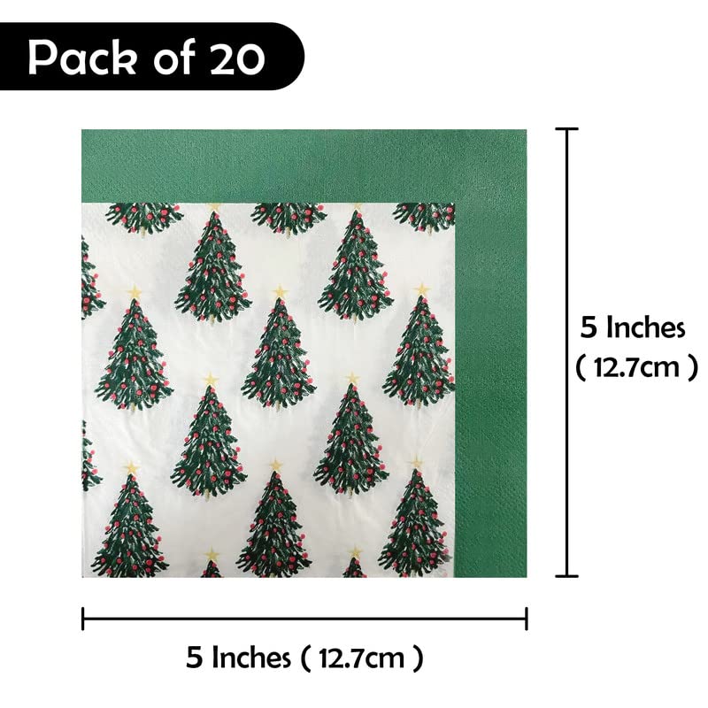 Christmas Paper Napkins - 20 Pack, 2-Ply, 6.5 Inch, Colorful Holiday Serviettes