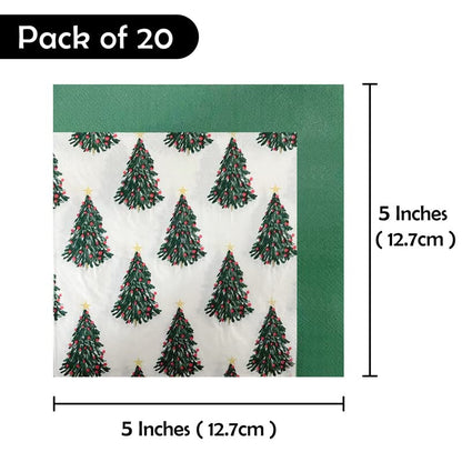 Christmas Paper Napkins - 20 Pack, 2-Ply, 6.5 Inch, Colorful Holiday Serviettes