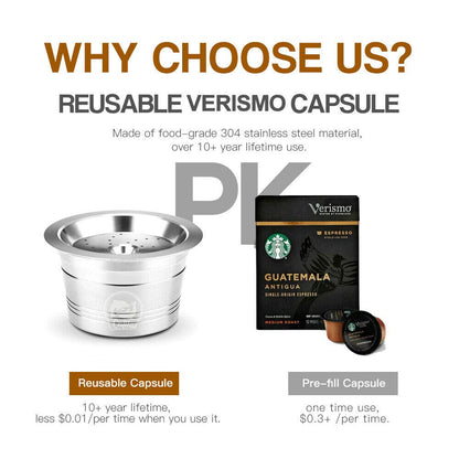 Refillable Stainless Steel Verismo Coffee Capsule,Reusable Refill Coffee filter Compatible for K-fee Verismo Starbucks Verismo ALDI Expresso