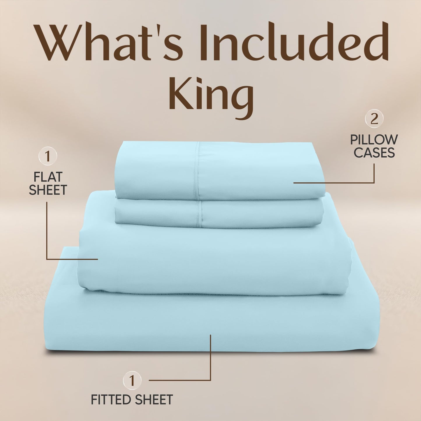Utopia Bedding King Size Sheet Set – 4 Piece Bed Sheets, Soft and Breathable Microfiber, Includes 1 Fitted Sheet, 1 Flat Sheet and 2 Pillowcases – Oeko Tex (Ice Blue)
