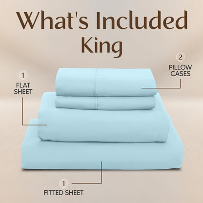 Utopia Bedding King Size Sheet Set – 4 Piece Bed Sheets, Soft and Breathable Microfiber, Includes 1 Fitted Sheet, 1 Flat Sheet and 2 Pillowcases – Oeko Tex (Ice Blue)