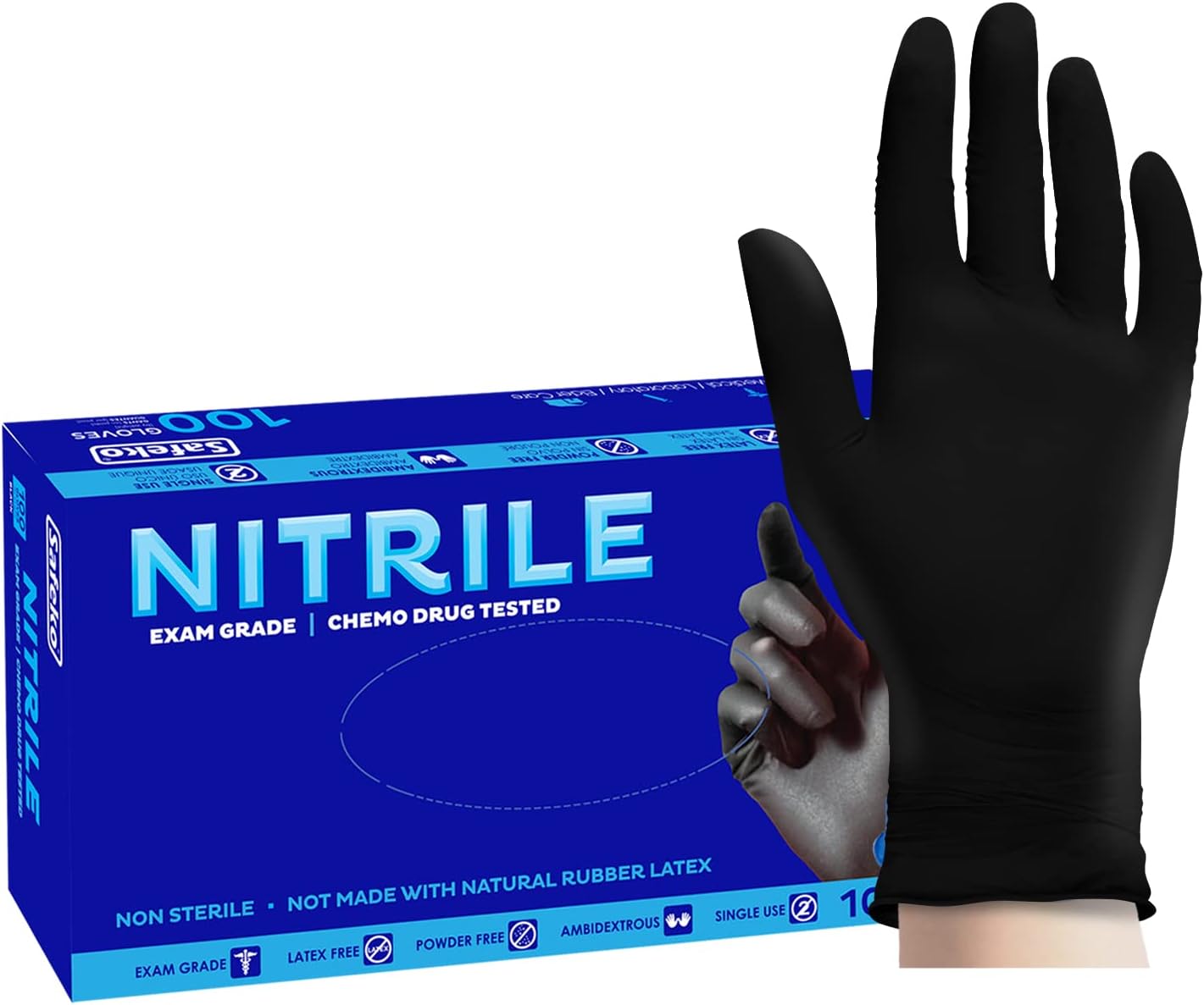 Nitrile Exam Gloves - Latex-Free, Powder-Free, Non-Sterile Disposable Gloves for Medical & Kitchen Use
