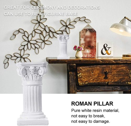 Etiger Roman Pillar - Greek Column Resin Statue | Elegant Centerpiece Pedestal for Home & Garden Decor (White)
