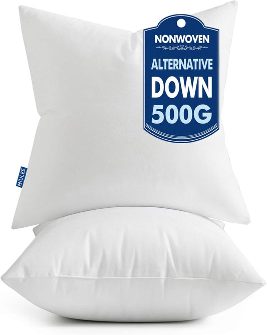 MIULEE Throw Pillow Inserts - Set of 2, 18x18 Inches, 100% Virgin Filling for Couch & Sofa