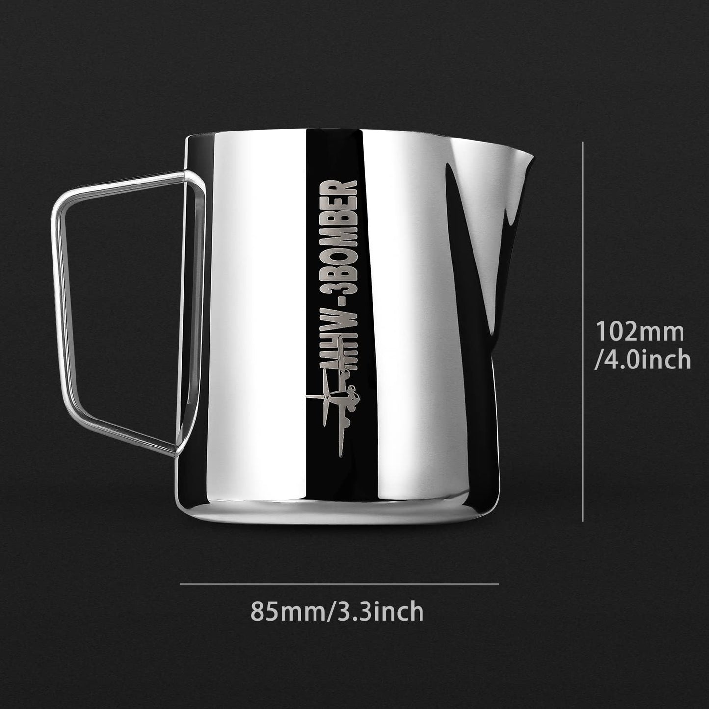 MHW-3BOMBER Espresso Steaming Pitcher Milk Frothing Pitcher Stainless Steel Milk Coffee Cappuccino Latte Art Barista Cup 16.9oz/500ml (Glossy) P5002S