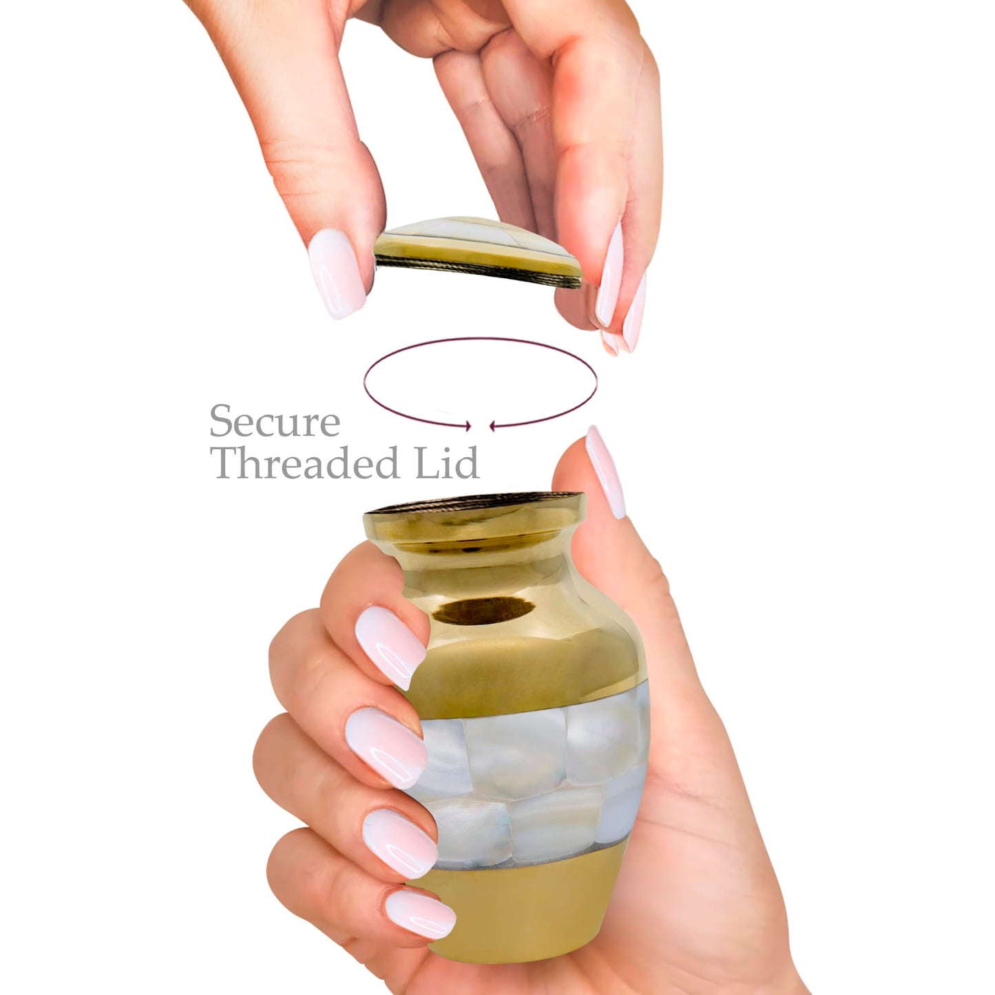 Trupoint Memorials Small Urns for Human Ashes Keepsake, Mother of Pearl Decorative Mini Cremation Urn for Adult Men & Women, Set of 4, Gold