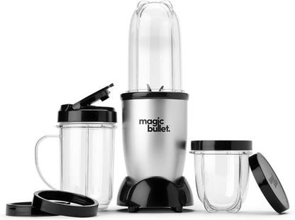 Magic Bullet Blender - 11 Piece Set | Compact Silver Kitchen Blender for Smoothies & More