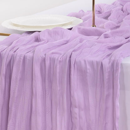 Socomi Lilac Purple Cheesecloth Table Runner - 120 Inch Sheer Gauze for Weddings & Events