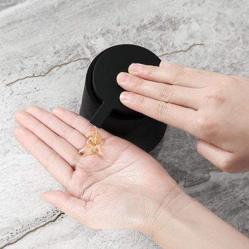 Matte Black Liquid Hand Soap Dispenser - 11 oz Refillable Plastic for Modern Bathroom & Kitchen