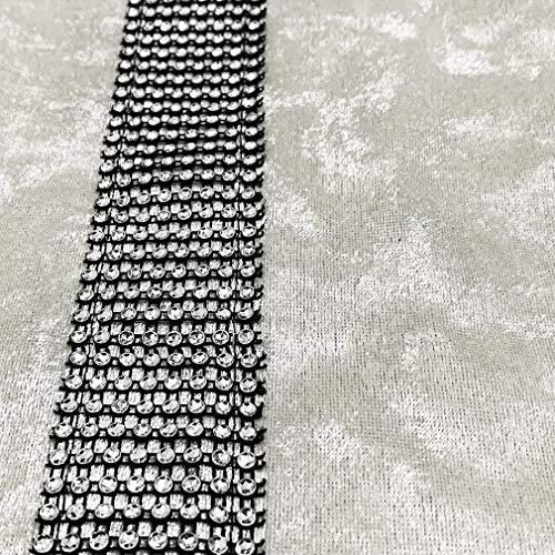 Cream White 13x98 Inch Sequin Rhinestone Table Runner with Tassels - Handmade