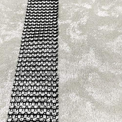 Cream White 13x98 Inch Sequin Rhinestone Table Runner with Tassels - Handmade