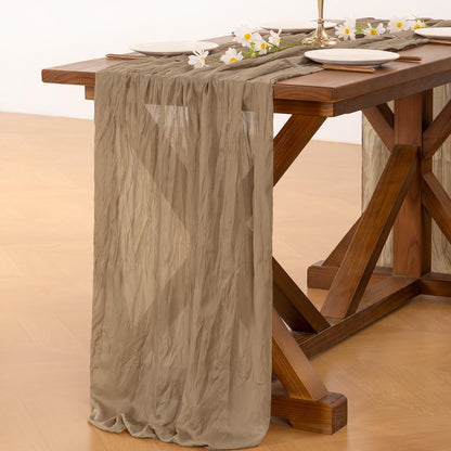 Socomi Cheesecloth Table Runner - 3pcs Nude Brown Boho Rustic Decor | 120 Inch for Weddings & Events
