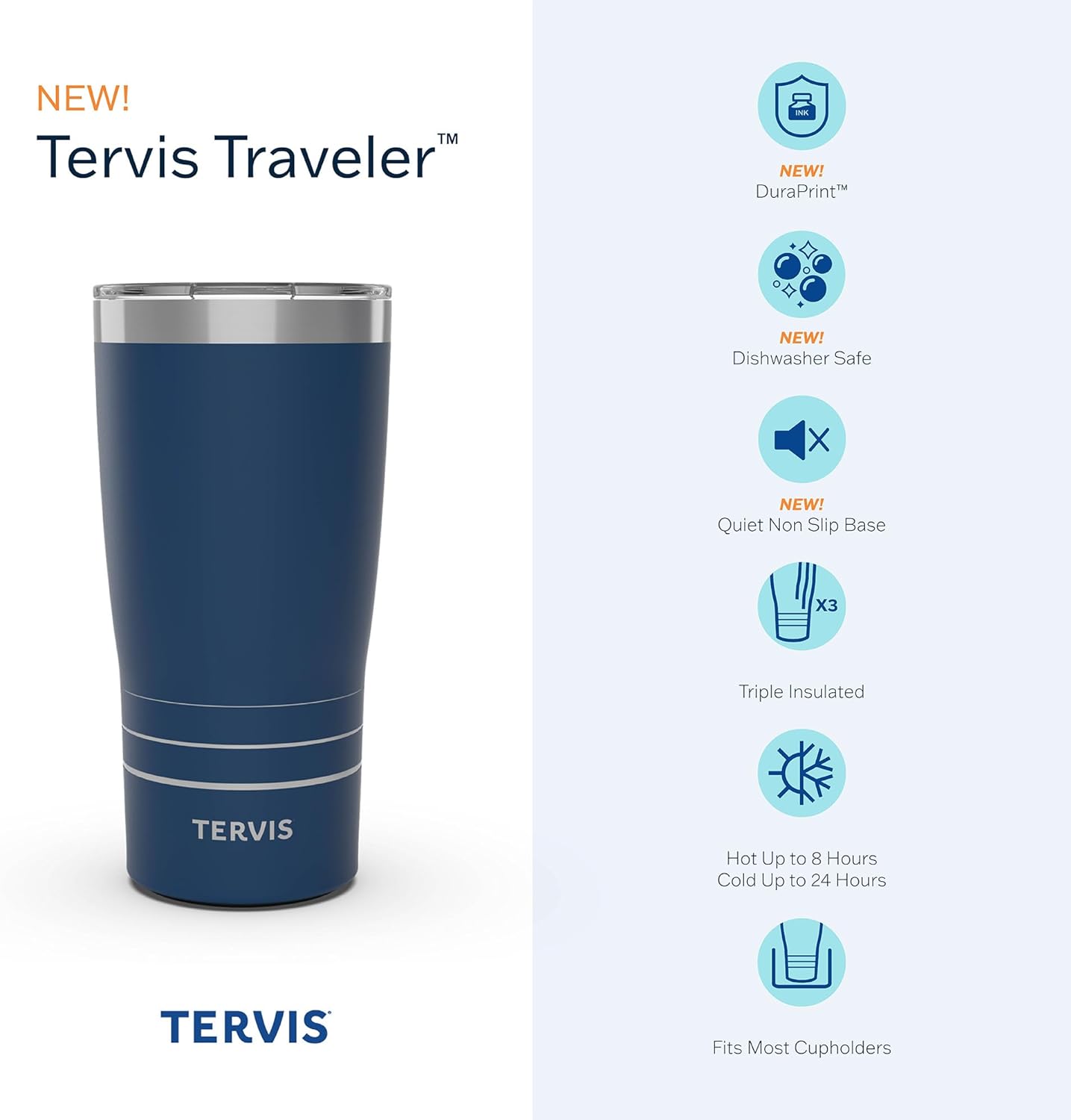 Tervis Traveler Insulated Tumbler - Butterfly Garden Design | Keeps Drinks Hot & Cold, 20oz Stainless Steel