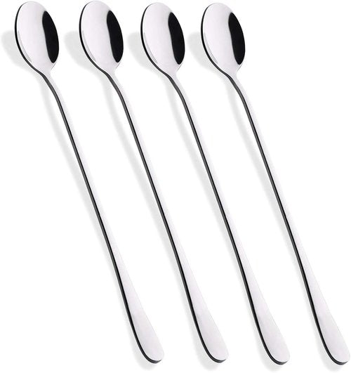 Hiware Iced Tea Spoon Set - 9-Inch Long Handle Stainless Steel Coffee & Ice Cream Spoons | Set of 4