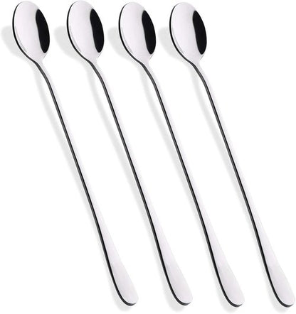 Hiware Iced Tea Spoon Set - 9-Inch Long Handle Stainless Steel Coffee & Ice Cream Spoons | Set of 4