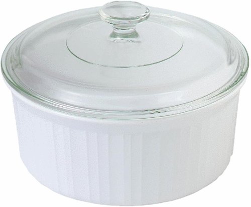 CorningWare Round French White Casserole Dish Set - 2.5 Quart with Matching Glass Lid