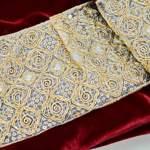 48 Inch Luxury Red Velvet Christmas Tree Skirt with Gold Glitter Trim